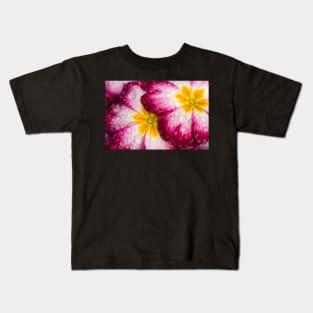 Close-up of Primula flowers covered in droplets Kids T-Shirt